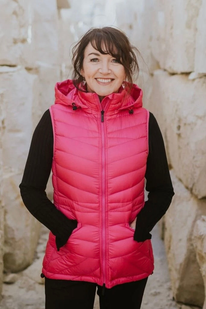 Moke Mary Claire Hot Pink 90 10 Packable Down Vest Serendipity Designer Outlet